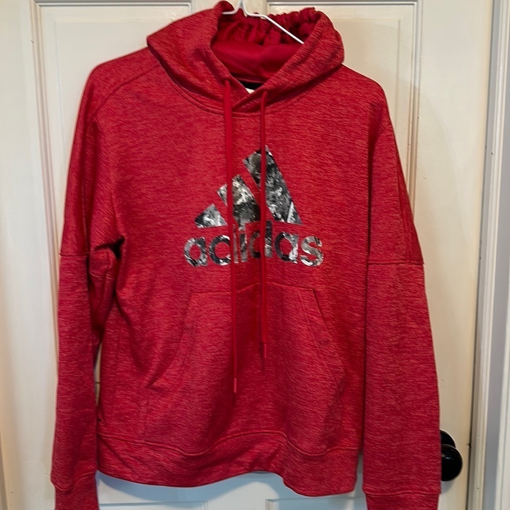 Adidas Women's Pullover Logo‎ Hoodie Size Medium red and pinkish ☺️